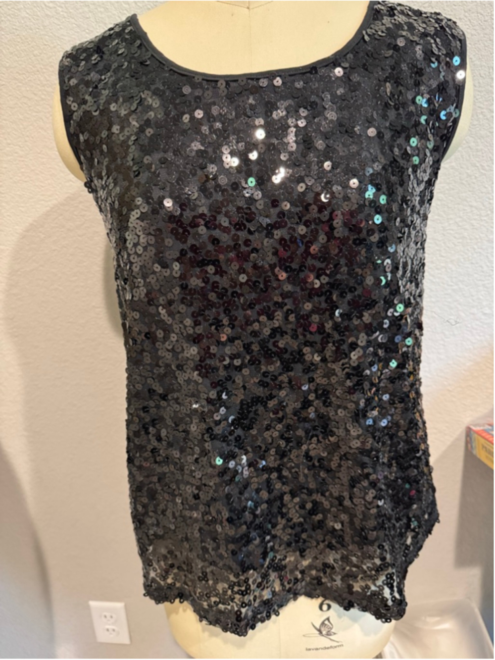 Women's George Black Sequin Tank Top L